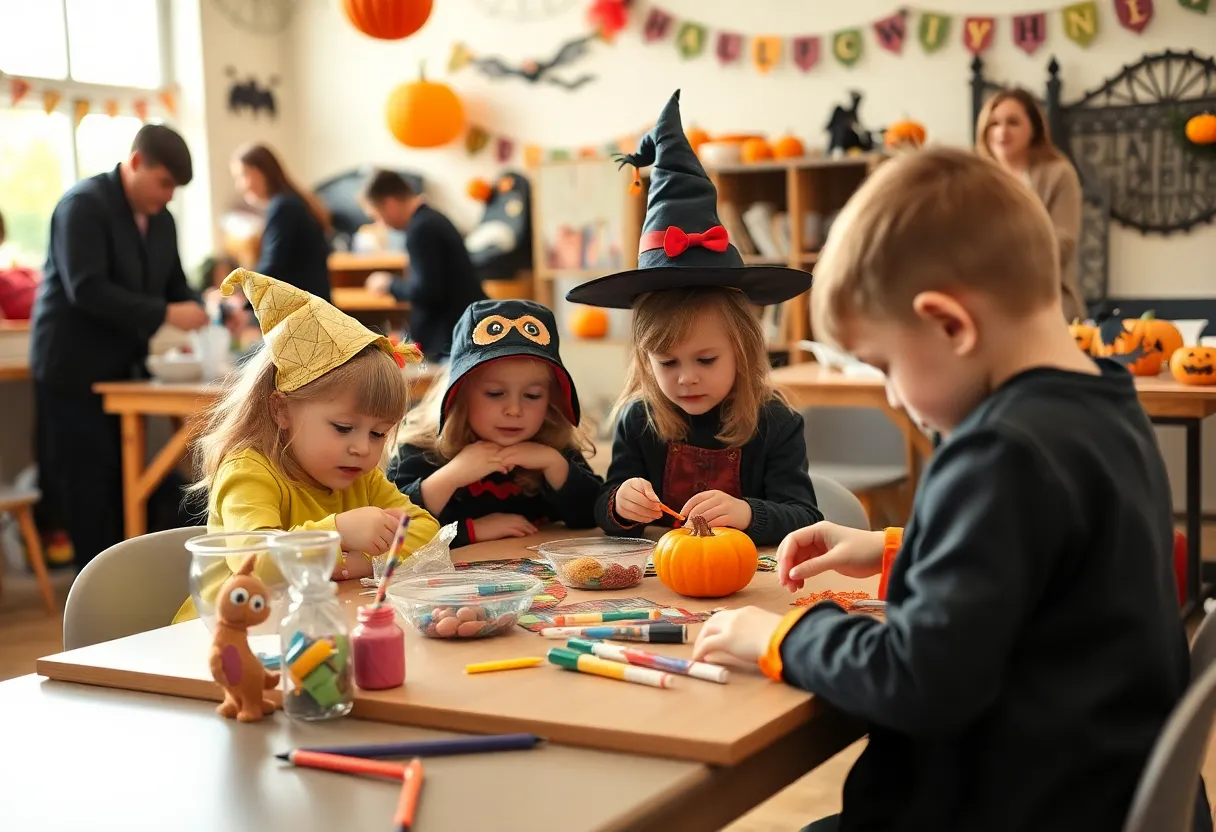 Children participating in Halloween activities at Coronado workshops