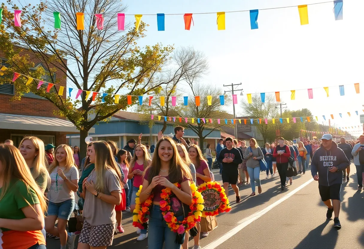 Homecoming parade at Coronado High School with students celebrating