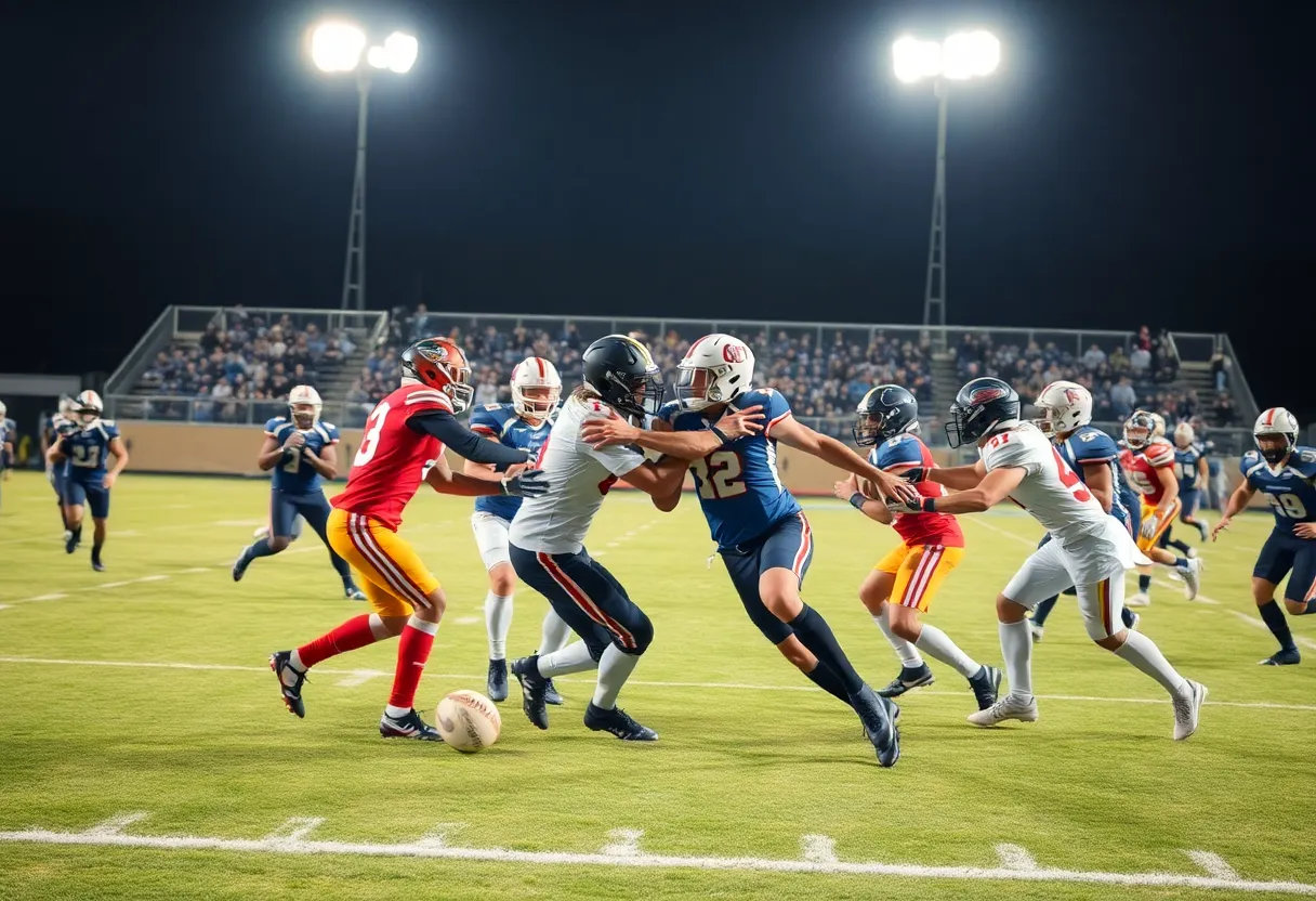 Coronado Islanders playing against Mar Vista Mariners in a football game
