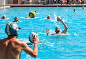 Coronado water polo players competing in a match