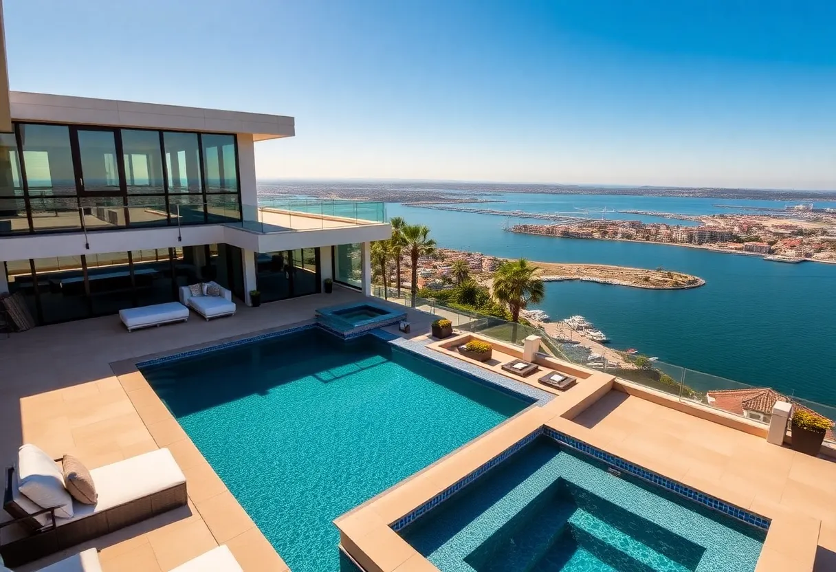 Exterior view of a luxurious mansion in Coronado Cays