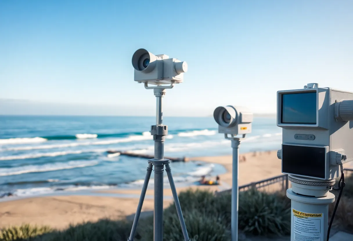 Environmental monitoring equipment on Coronado beach