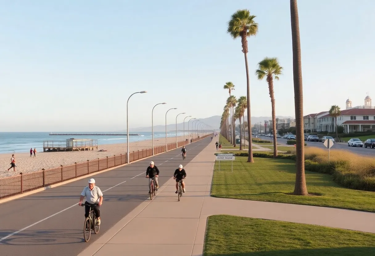 Ocean Boulevard multi-use path depicting walkers and cyclists