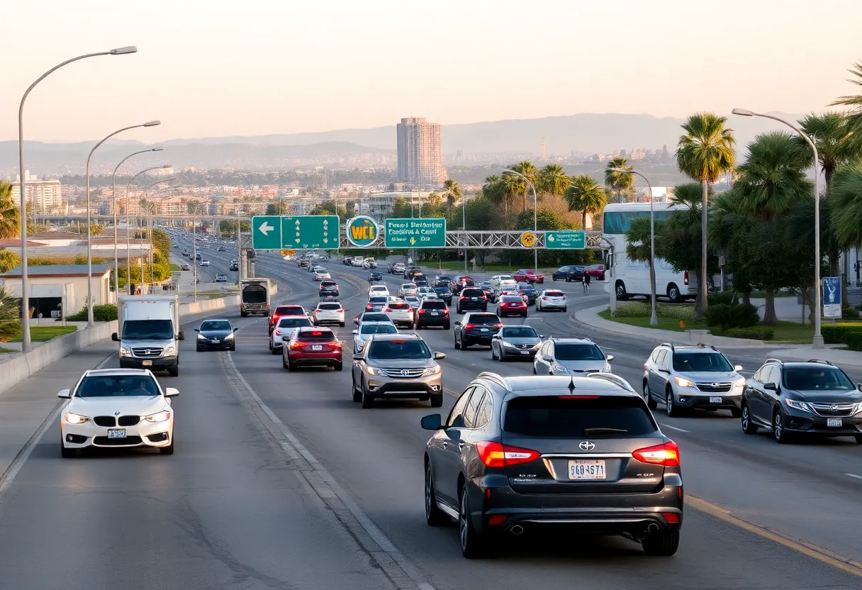 Busy vehicles on Coronado roadway