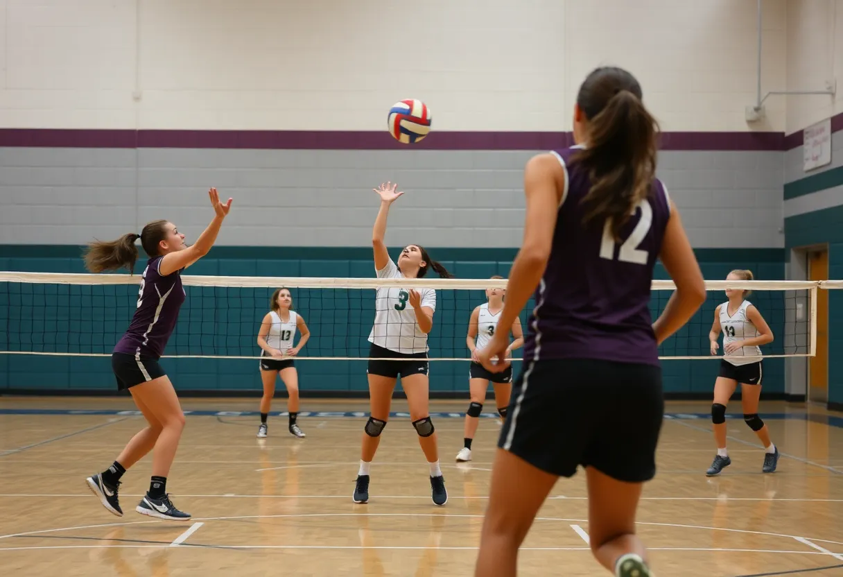 Coronado High School girls volleyball team playing a match