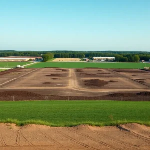 An empty industrial site in North Carolina representing halted development