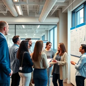Farmers Group employees discussing recruitment strategies