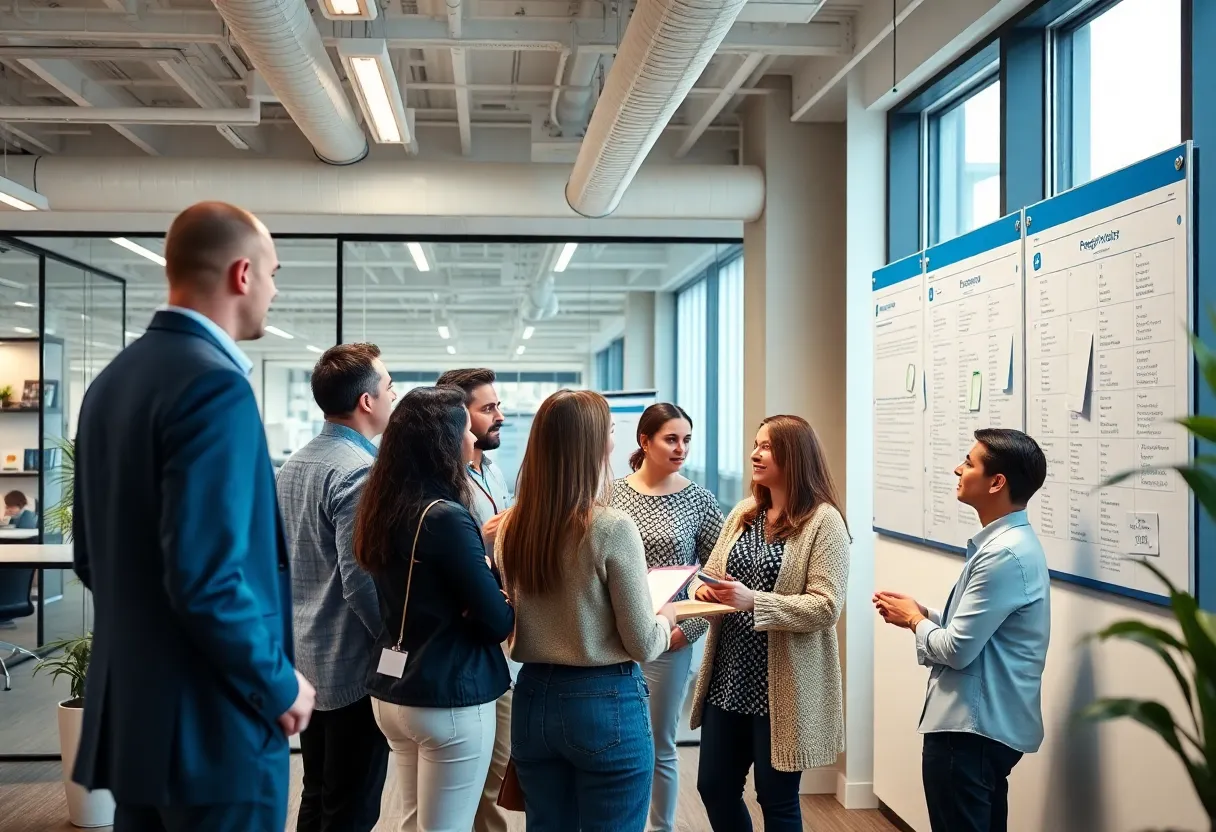 Farmers Group employees discussing recruitment strategies