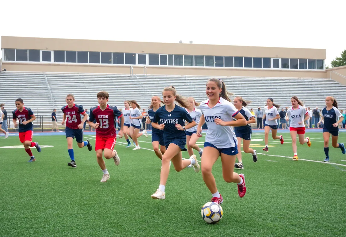 Local high school athletes competing in football, soccer, and volleyball