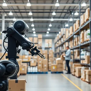 View of iHerb fulfillment center with advanced technology in Denton, Texas