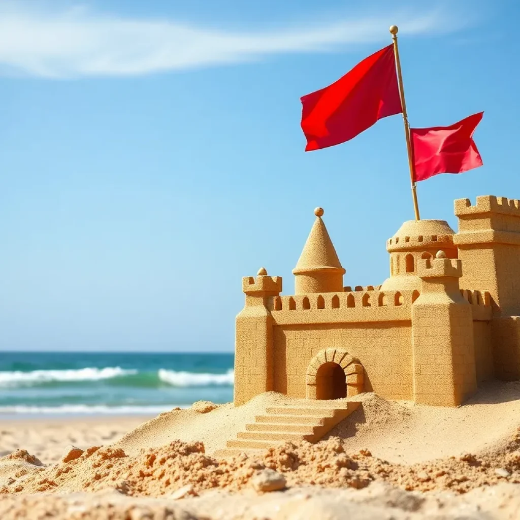 Sandcastle tribute to Les Misérables on Coronado beach