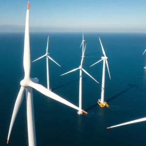 Offshore wind turbines off the coast of California