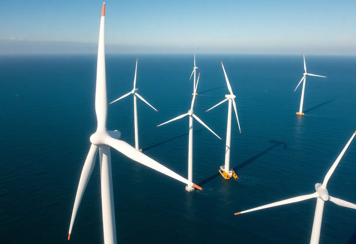 Offshore wind turbines off the coast of California