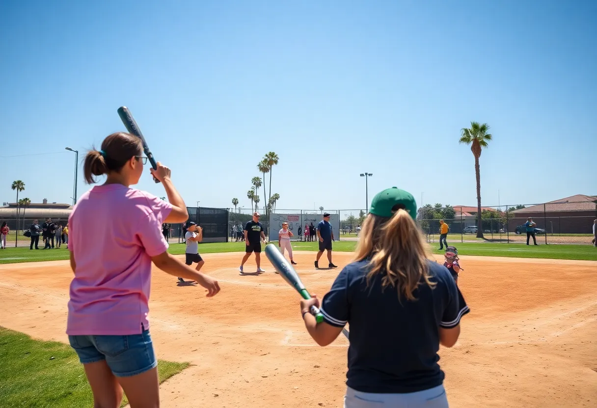 Players participating in the San Diego Adult Softball League.