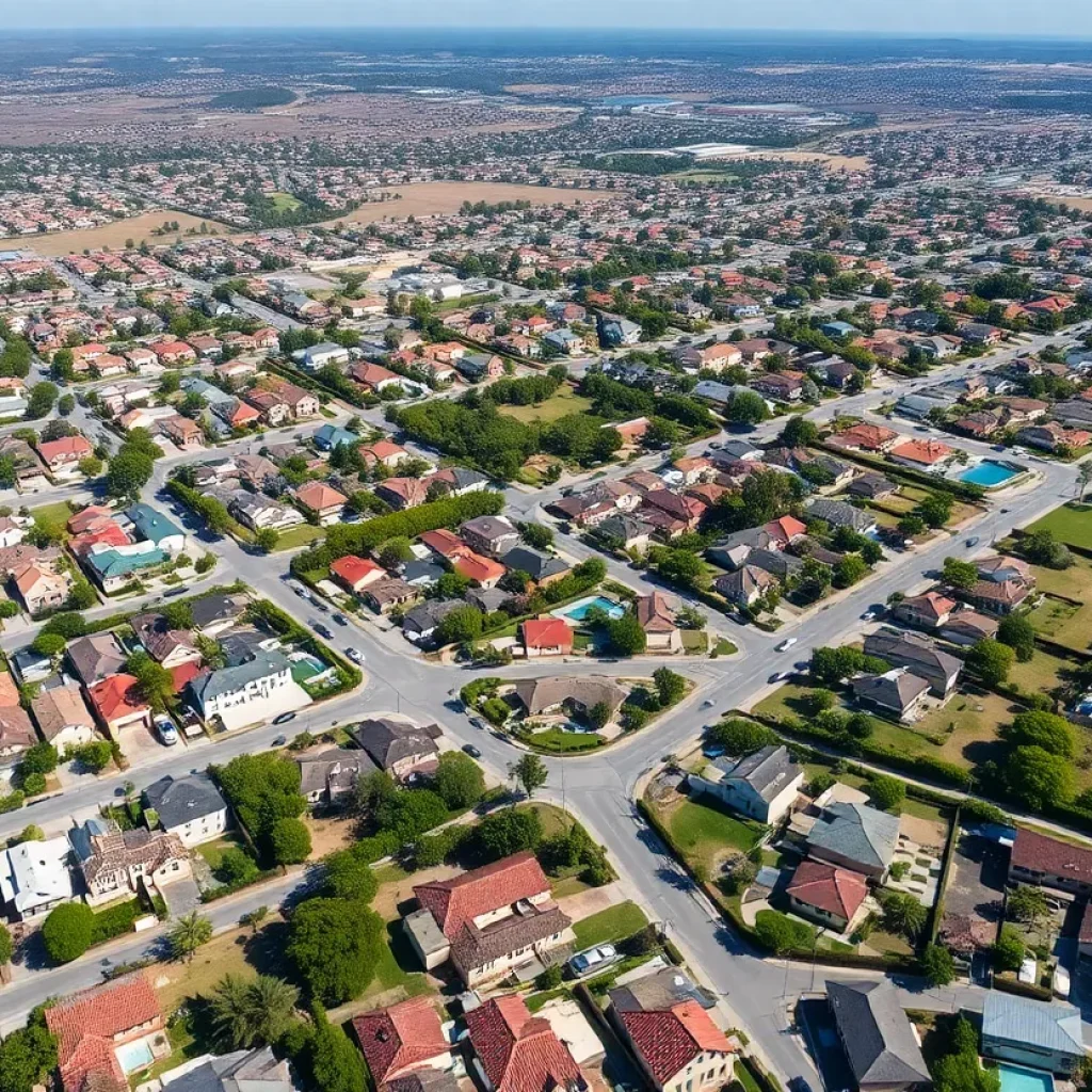 Aerial view of residential neighborhoods in San Diego County.