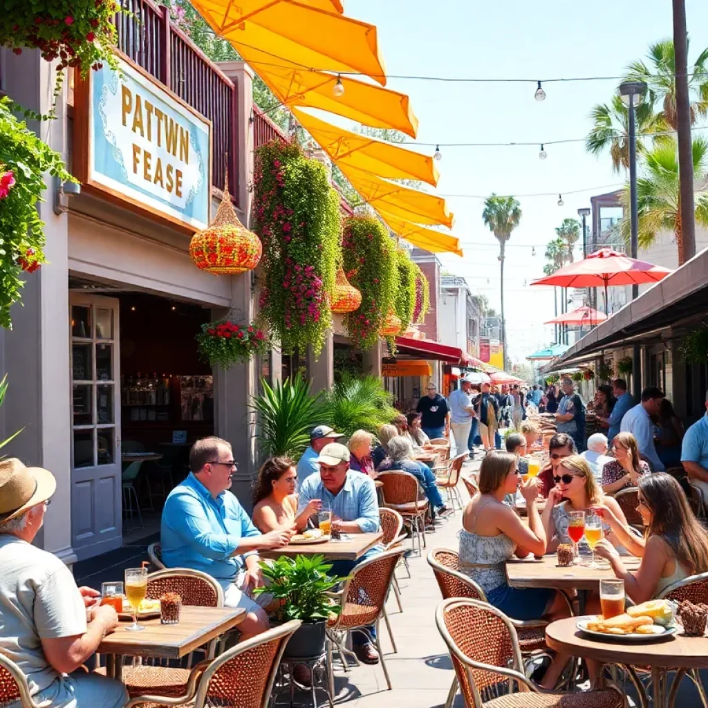 People dining outdoors during summer in San Diego