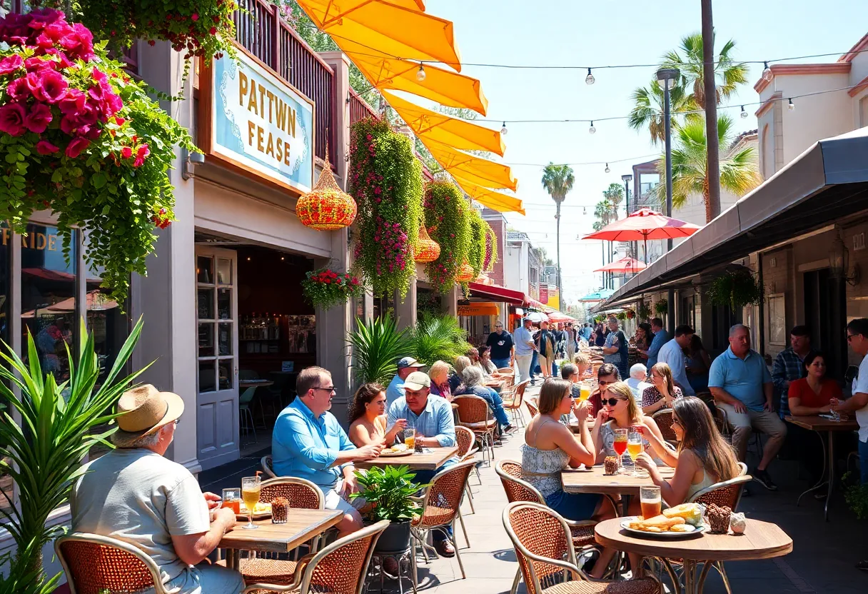 People dining outdoors during summer in San Diego