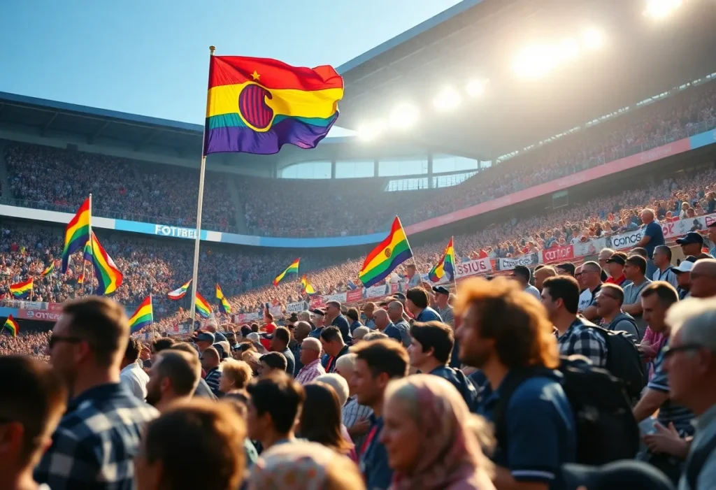 Fans at SDSU football game celebrating inclusivity