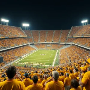 Fans in gold at the SDSU vs MSU football game