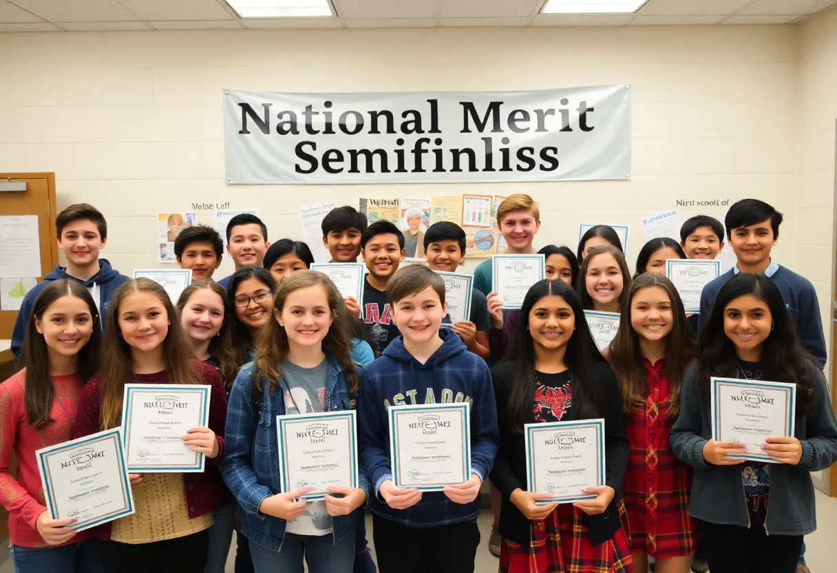 Students celebrating as National Merit Semifinalists
