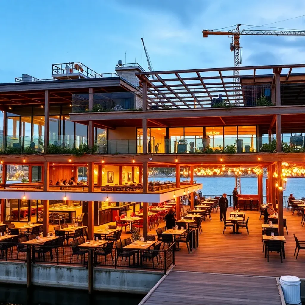 Illustration of The Landing, a new dining venue at San Diego waterfront.