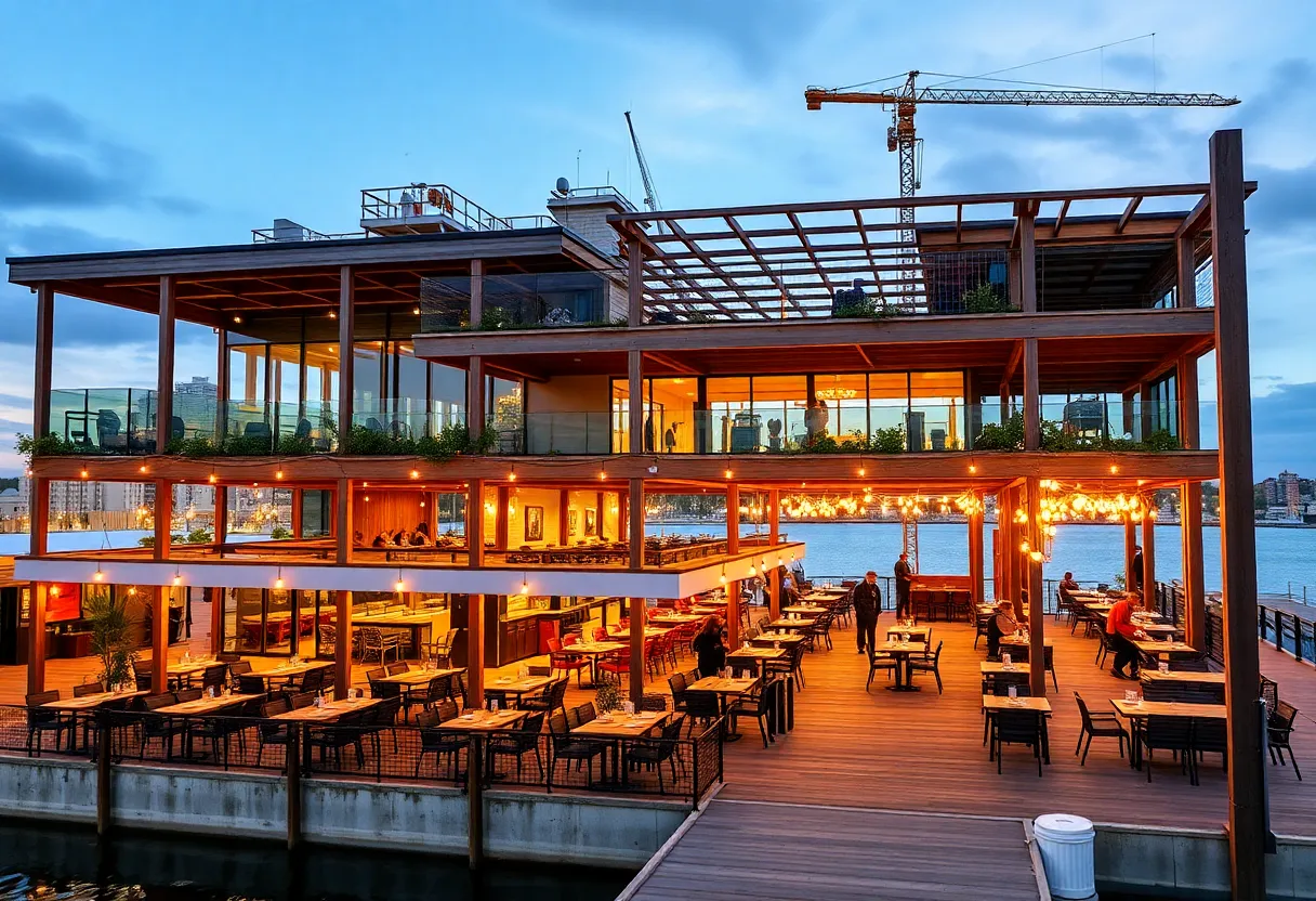 Illustration of The Landing, a new dining venue at San Diego waterfront.