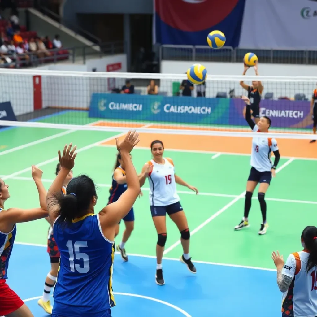 USD volleyball team competing at the World University Games in Berlin