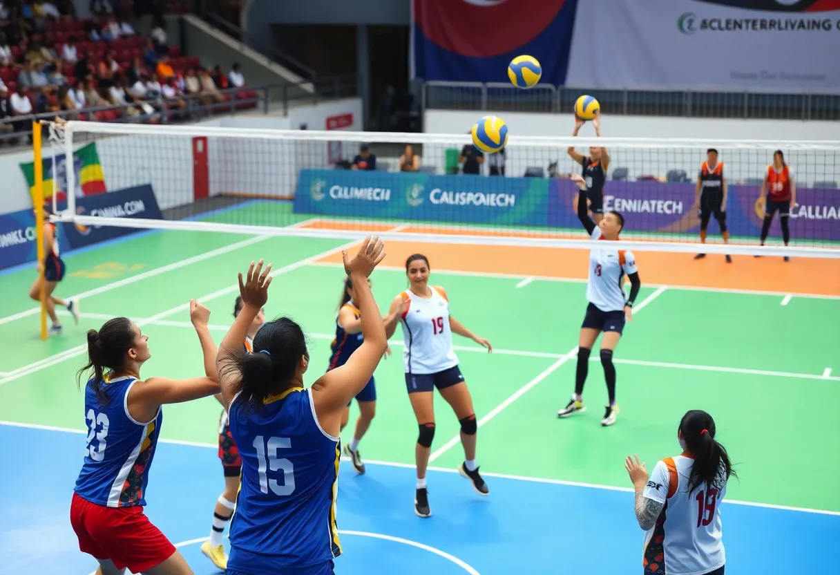 USD volleyball team competing at the World University Games in Berlin
