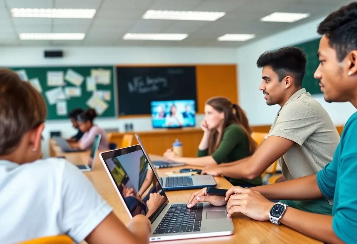 Students participating in virtual learning at Coronado Unified School District