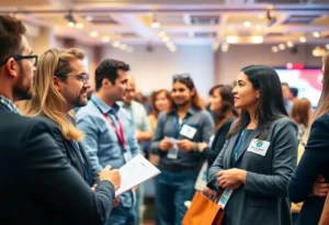 Scene of attendees engaged in a marketing conference