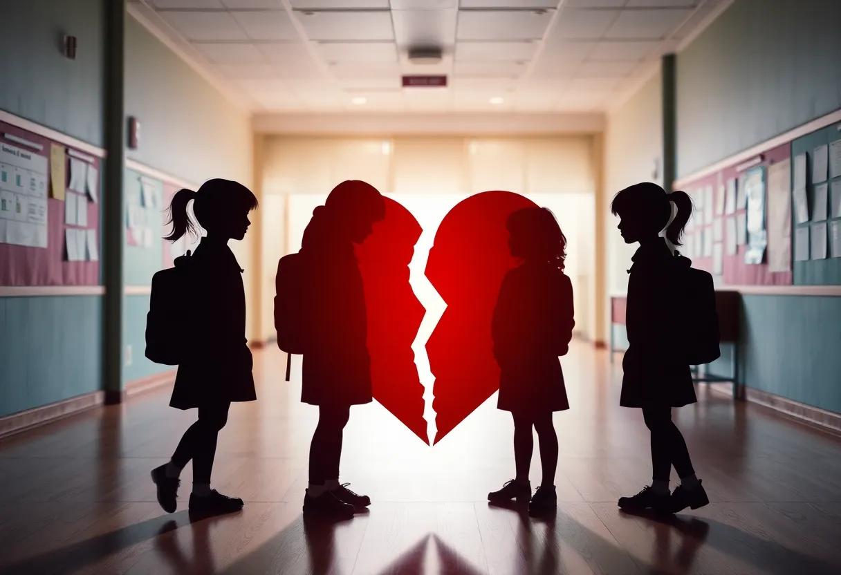 Abstract illustration depicting the concept of bullying in schools