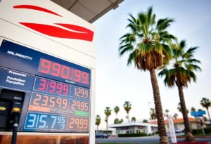 Gas station in California with rising gas prices