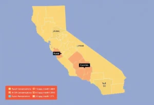 Map of California illustrating congressional district divisions