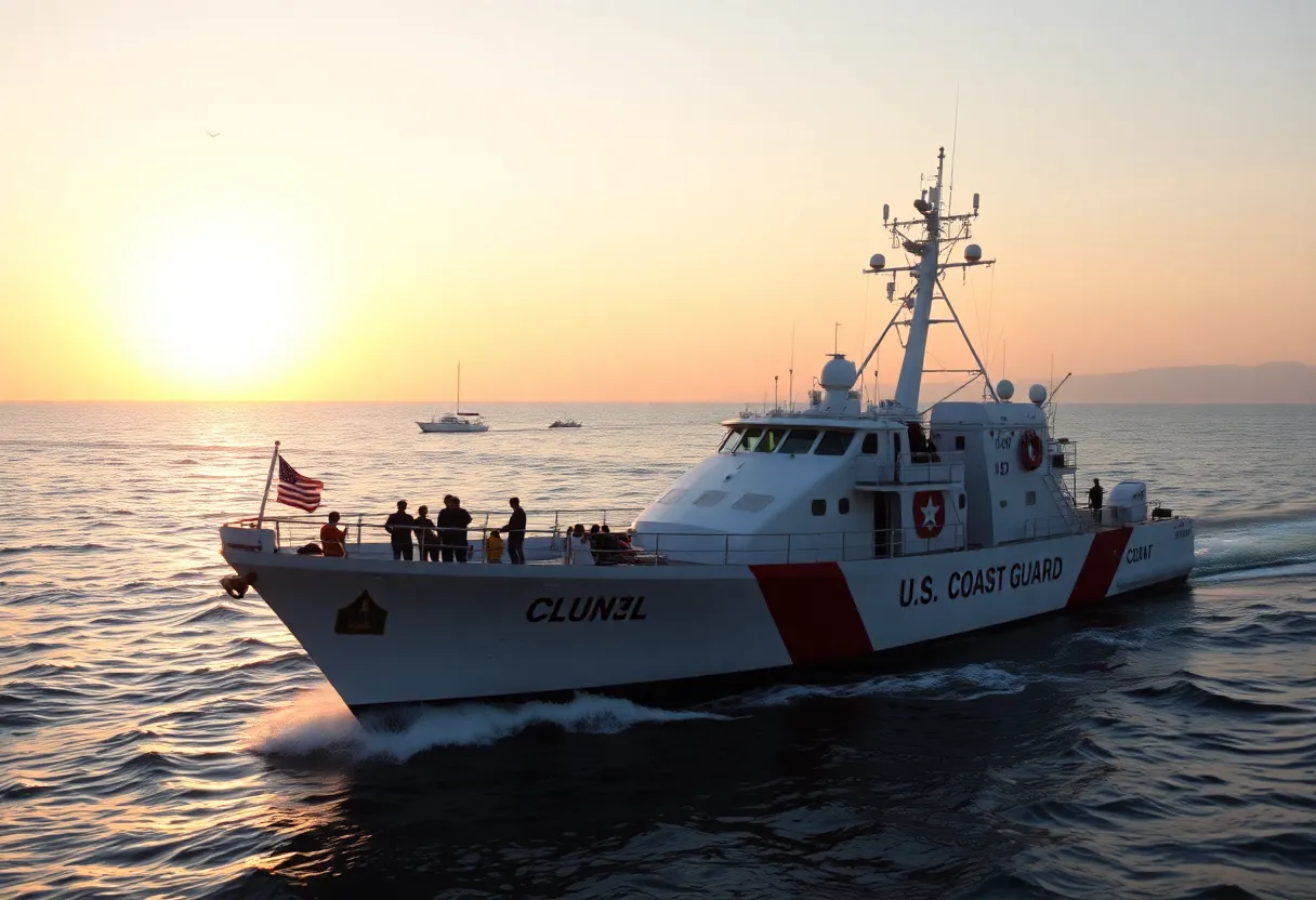 U.S. Coast Guard vessel intercepting migrant boats off California coast