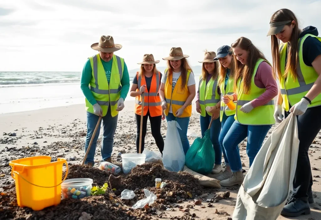 Volunteers participating in a beach cleanup at Delta Beach in Coronado.