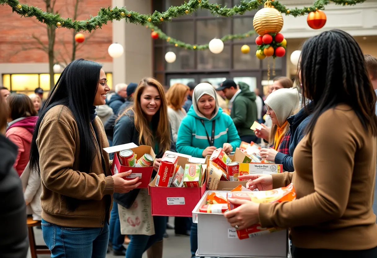 Volunteers collecting food donations during the Christmas in October food drive in Coronado.
