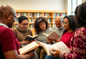 Residents participating in the Community READ initiative at the library