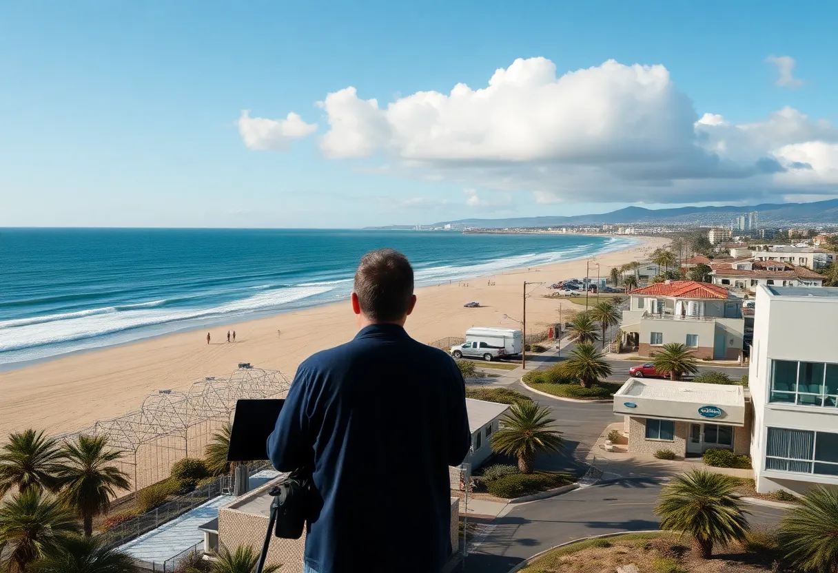 Scenic aerial view of Coronado with references to filmmaking