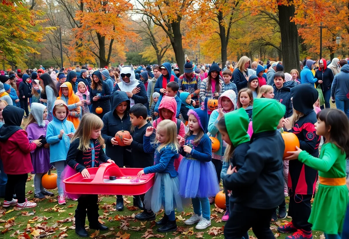 Families enjoying Halloween festivities at Coronado's event in the park