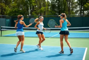 Coronado Islanders girls tennis teams in action during a match