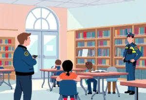 Police officers outside Coronado Middle School library