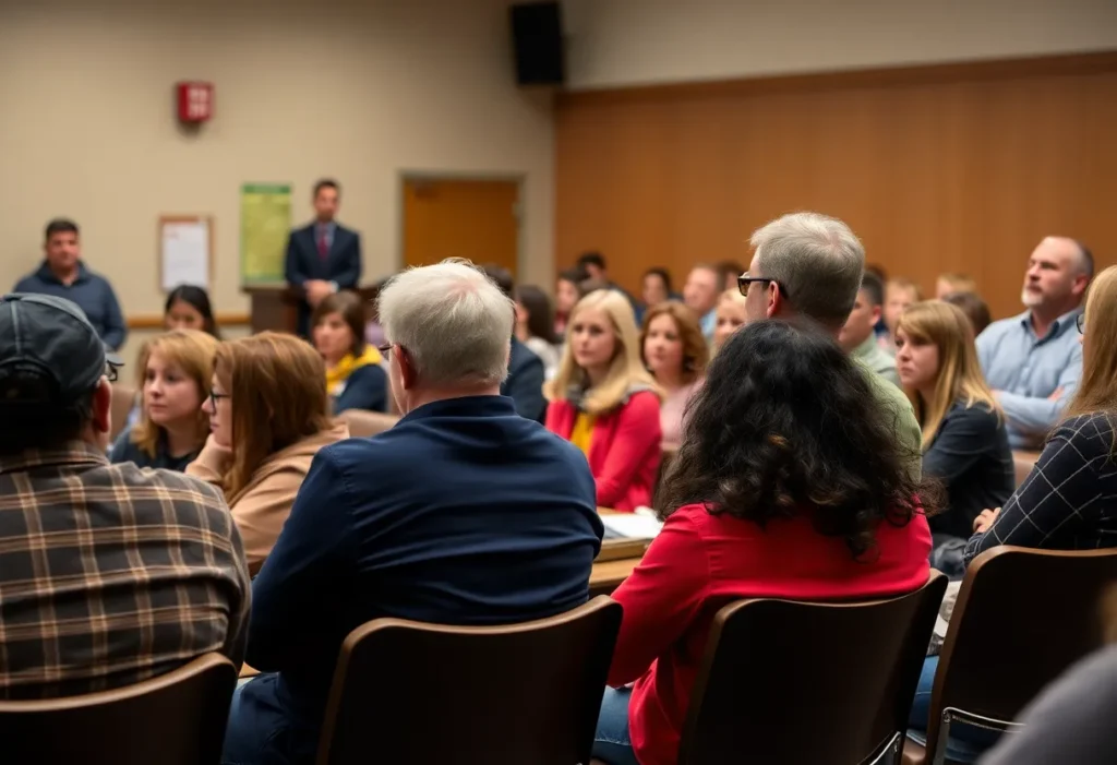 Parents and officials discussing school safety measures after a stabbing incident