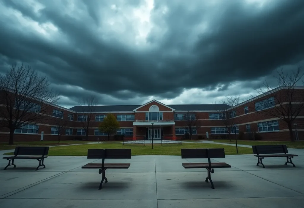 Somber school environment depicting the impact of bullying