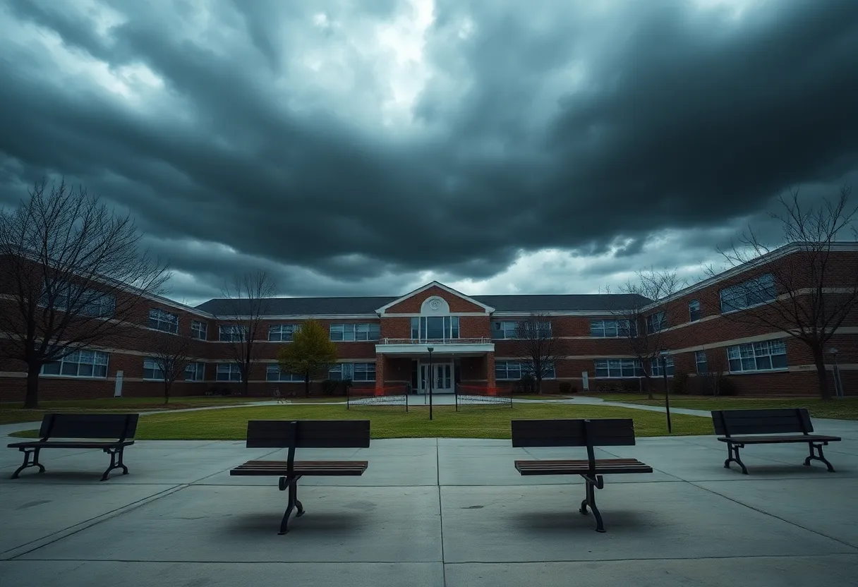 Somber school environment depicting the impact of bullying