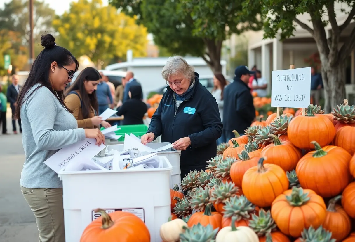 Shredding and recycling event in Coronado with festive pumpkins