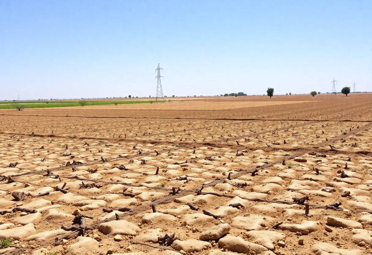 Barren drought-affected farmland representing global resource challenges