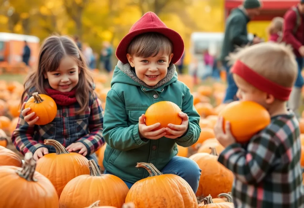 Children enjoying various fall family activities in Southern California.