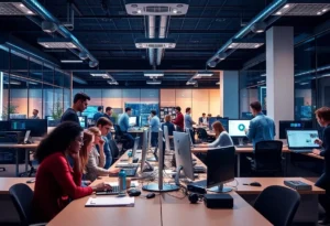 Modern office environment of GEICO's new technology hub in Palo Alto, California