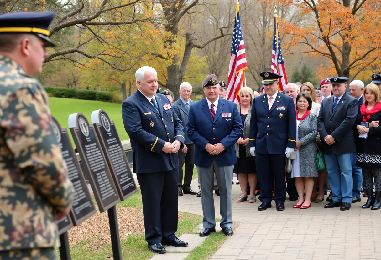 Ceremony honoring Major Barto at the veterans memorial
