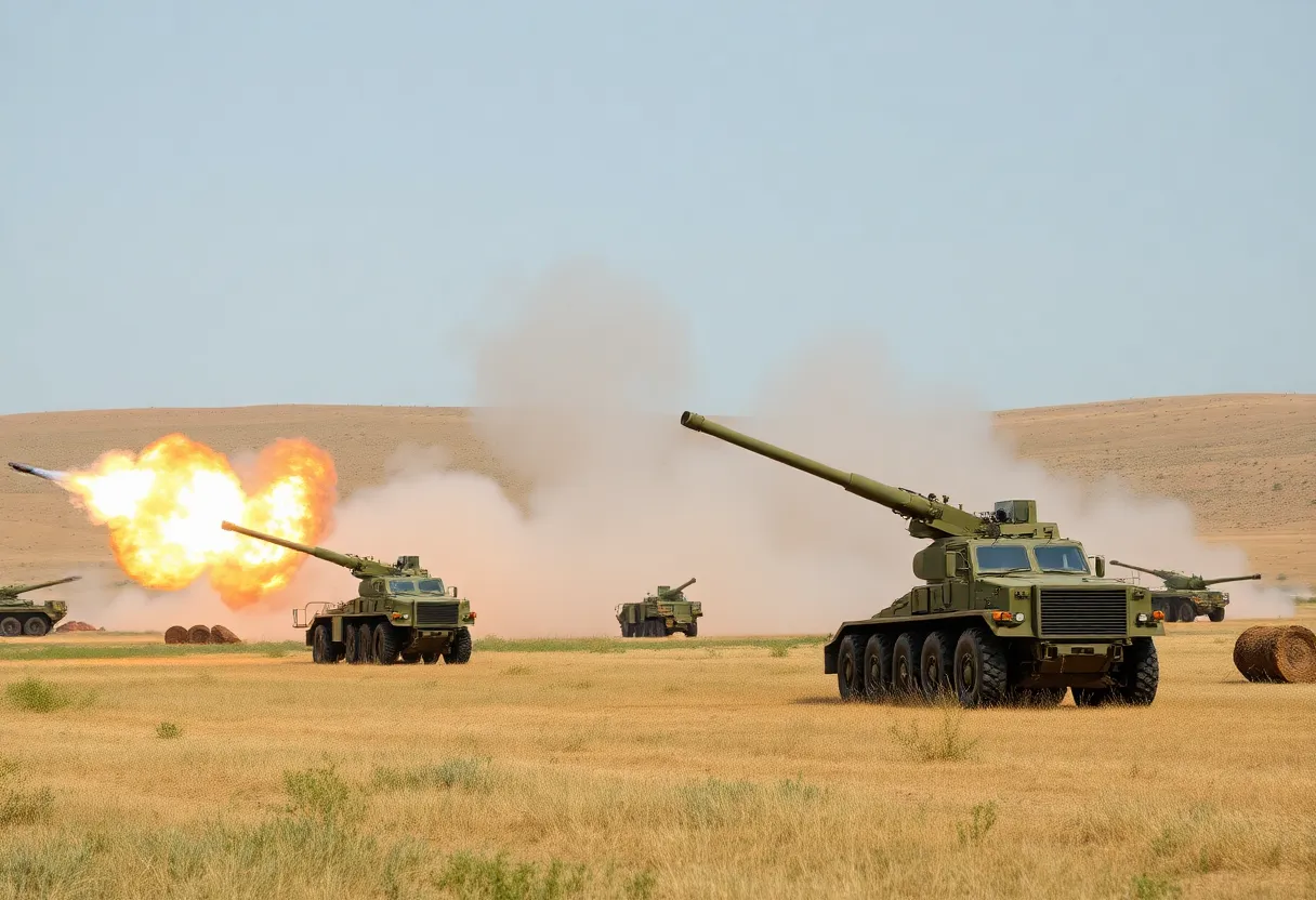 Live-fire demonstration by Marine Corps with artillery and military vehicles.